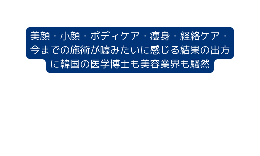 美顔 小顔 ボディケア 痩身 経絡ケア 今までの施術が嘘みたいに感じる結果の出方 に韓国の医学博士も美容業界も騒然